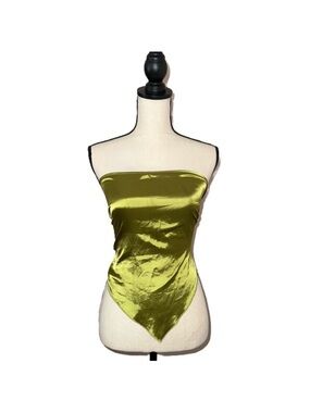 SHEIN Olive Green Satin Tube Top